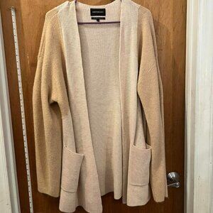 Size M - Something Navy - Cream and Beige Long Sleeve Sweater Wrap